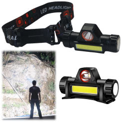 Mini LED Headlamp 2 Modes Head Light USB Rechargable Outdoor Long Range Strong Light Super Bright Head Torch Camping Accessories