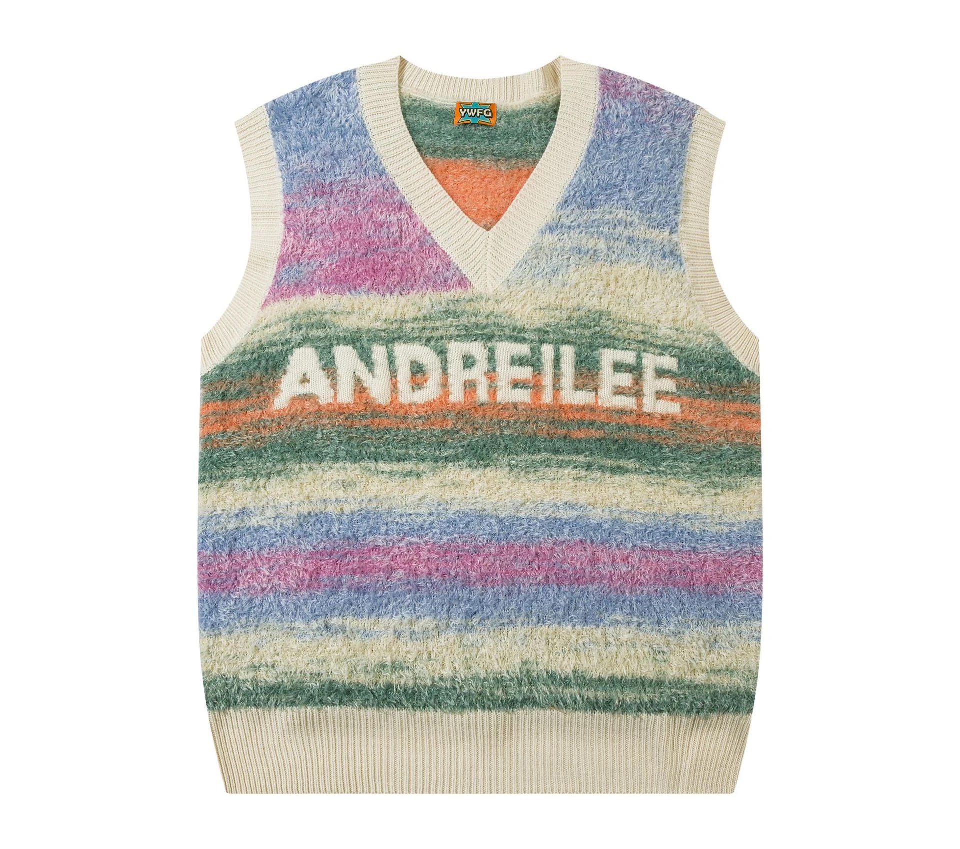 Description Picture 4 of itemHarajuku Plush Sweater Vest Men Women Gradient Striped Loose Sleeveless V-neck Pullover Autumn Winter Korean Casual Sweaters New