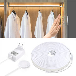 1-10M Dimmable LED Under Cabinet Light COB Strip 24V Neon Tape Kithen Closet Lamp with Penetrable Wood Mirror Touch SensorSwitch