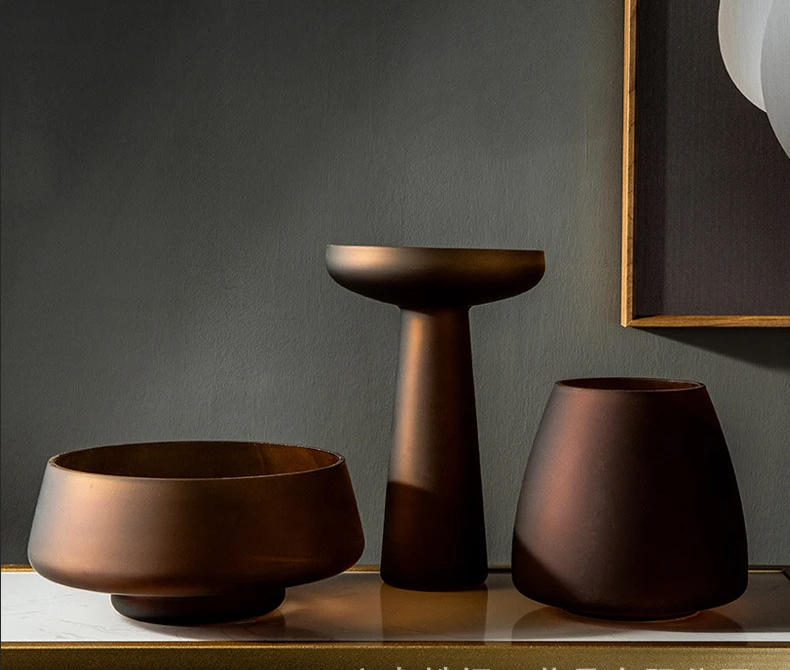 Description Picture 4 of itemNordic Light Luxury Home Decor Frosted Glass Vase Living Room Decoration Table Flowers Hydroponic Vase Terrarium Decor