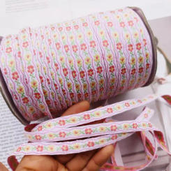 5 Meters Delicate 1cm Pink Yellow Centipede Braided Embroidery Lace Trim Ribbon Craft DIY Clothing Garment Dress Accessories