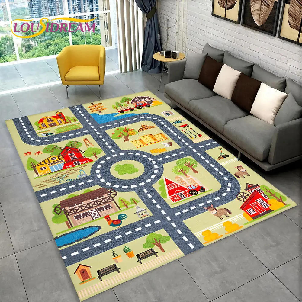 Description Picture 6 of itemChild Playmat Highway City Traffic Playroom Area Rug Large,Carpet Rug for Living Room Bedroom Decor,Kids Play Non-slip Floor Mat