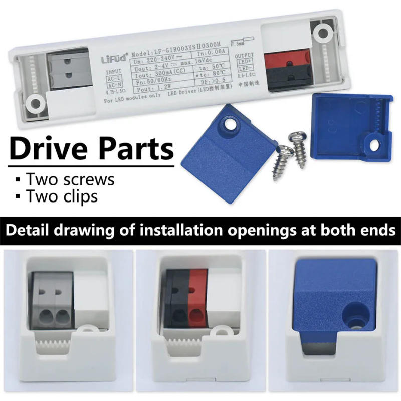 Description Picture 6 of itemNo Flicker Lifud LED Driver DC 2-4V 300mA 350mA 600mA 700mA LF-GIRxxxYS Series AC 220-240V High PF LED Power Supply Transformer