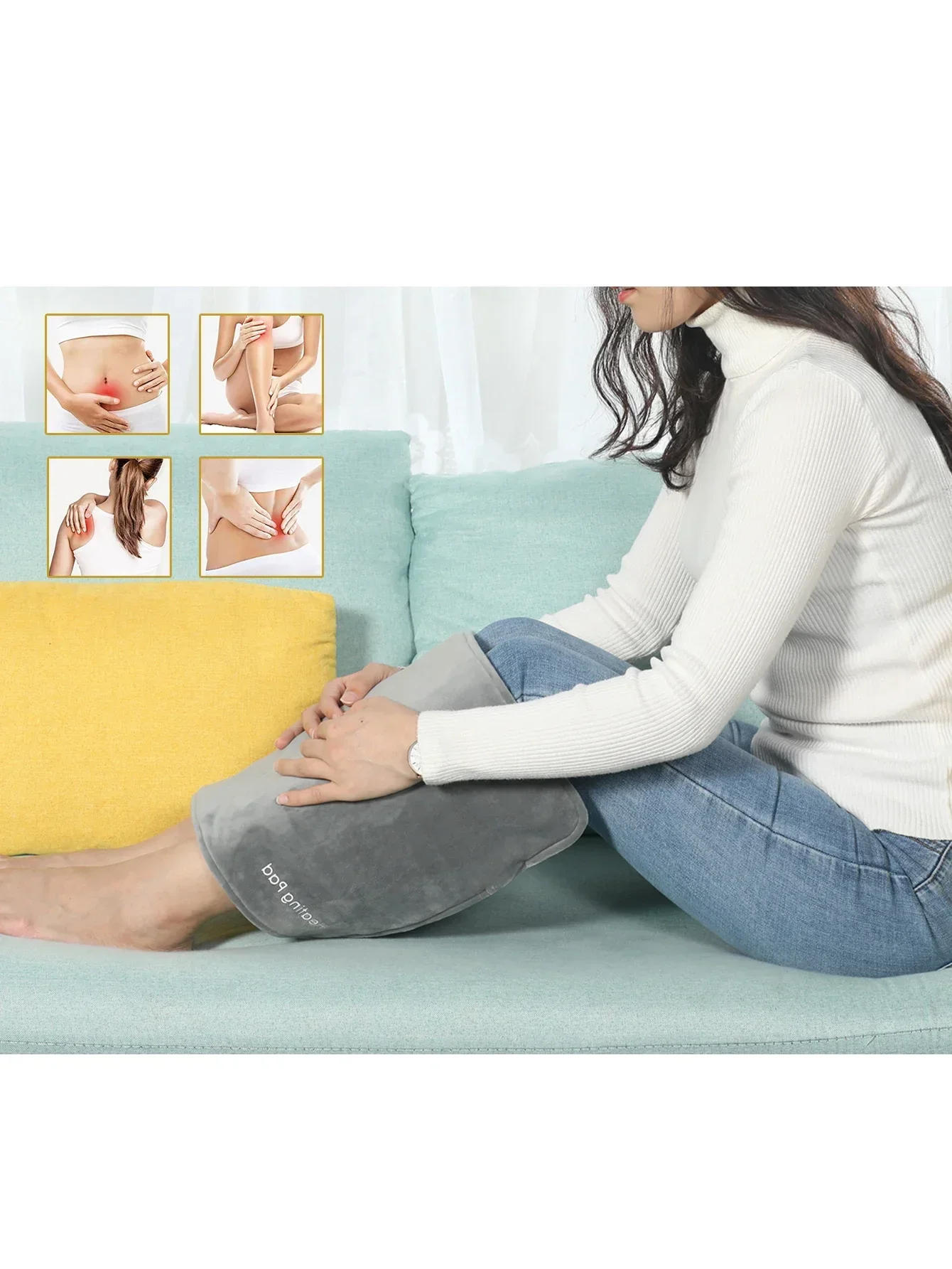 Description Picture 4 of itemUSB 5V Pad for Cramps & Back Pain Electric Heating Relief Heat Pad with 59 INCH Cable Mini Heated Blanket,INCH,Grey,19.6*11.8