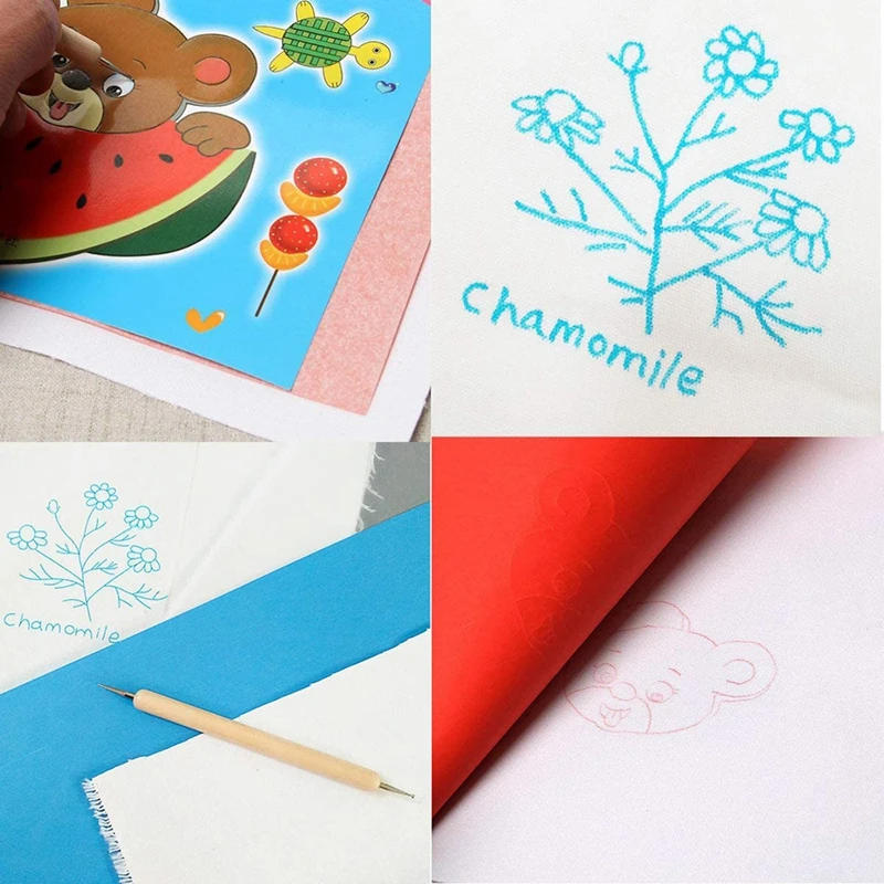 Description Picture 4 of item10Pcs Embroidery Transfer Paper with Embossing Stylus Cross Stitch Carbon Water-Soluble Tracing Paper DIY Sewing Accessories