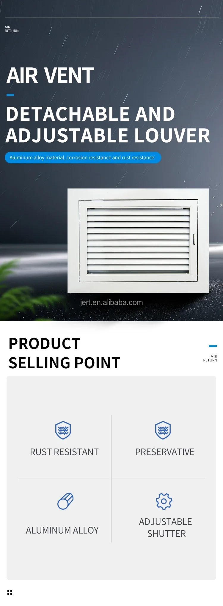 Description Picture 3 of itemBathroom VentilatorStainless Steel Square Double-Layer Louver Aluminum Air Outlet HVACS Systems Vent For Air Return And Ventilat