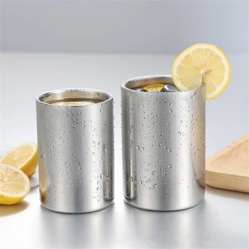 Description Picture 3 of item350ml/500ml Stainless Steel Double Wall Beer Mug Silver Coffee Cup Portable Travel Office Water Cups Drinkware Tumbler