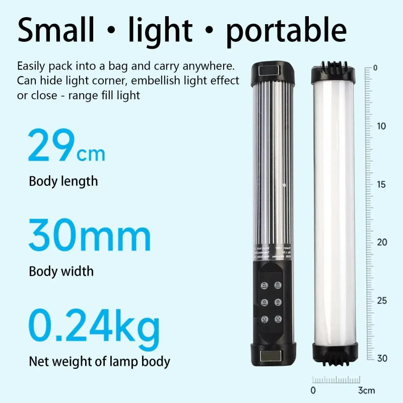 Description Picture 6 of itemRGB Photographic Lighting 2700-7500K Magnet Photography Mini Handheld LED Light Stick Tube Stick Lamp For Video Vlog Fill Light
