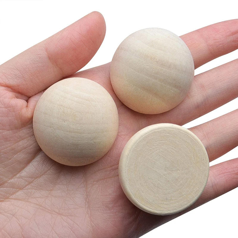 Description Picture 5 of item1-50pcs Half Wooden Beads Natural Wood Balls Split Round Wood Balls For DIY Kids Arts Make Gnome Noses Crafts Christmas Decorate