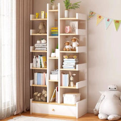 Floor To Ceiling Simple Bookshelf With Drawer Economical Living Room Storage Cabinet Outdoor Bookshelves Simple Kids Bookcase