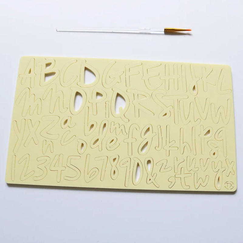 Description Picture 5 of itemAcrylic Alphabet Embossed Cutter Mold Rectangle with Brush Letter Cookie Stamp DIY Fondant Cake Decorating Tools Dessert
