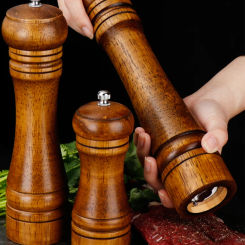 5" 8" 10"  Salt and Pepper Grinder, Solid Wood Spice Pepper Mill with Strong Adjustable Ceramic Grinder Kitchen Cooking Tools