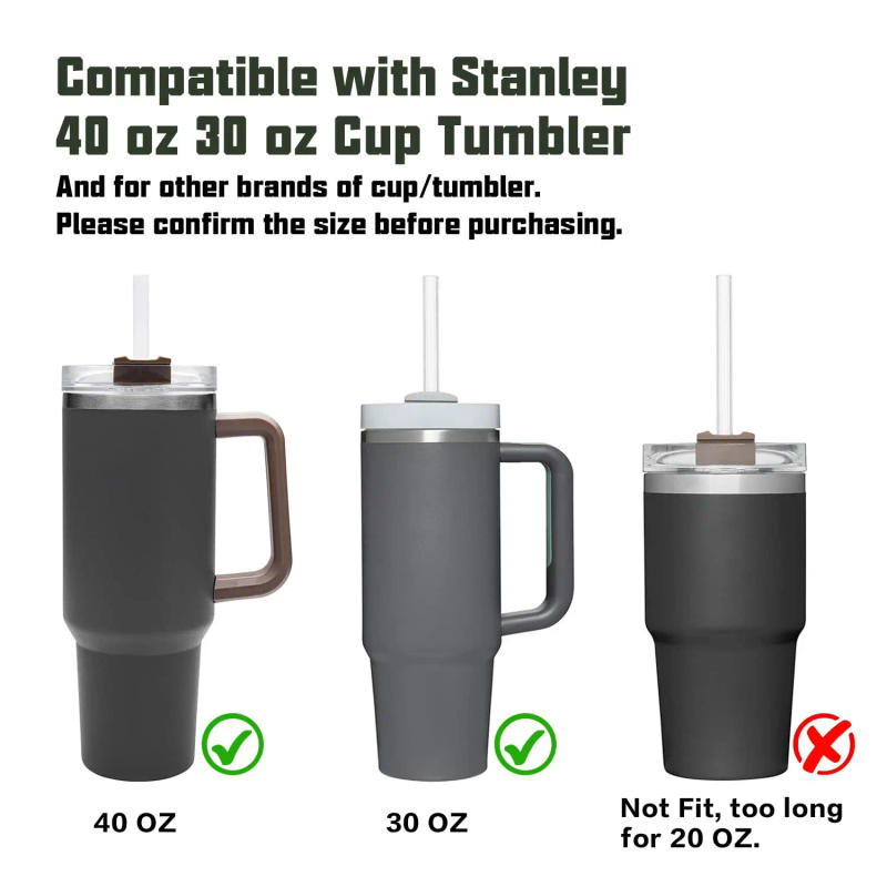 Description Picture 6 of itemReplacement Straw Compatible with Stanley 20 oz 30 oz 40 oz Cup Tumbler, 6 Pack Reusable Straws with Cleaning Brush