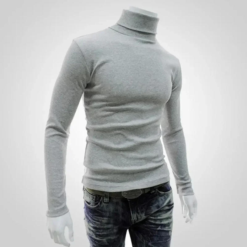 Description Picture 3 of itemTurtleneck Shirt Winter Men Solid Soft Top Autumn Pullover Color Sleeve Stretchy Fashion Slim Long Knitted
