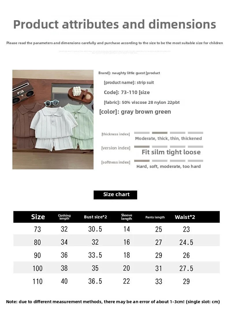 Description Picture 6 of itemBaby Summer Set Boys' Western Knitted Polo Shirt Short Sleeve Shorts Baby Handsome Outerwear Two Piece Set