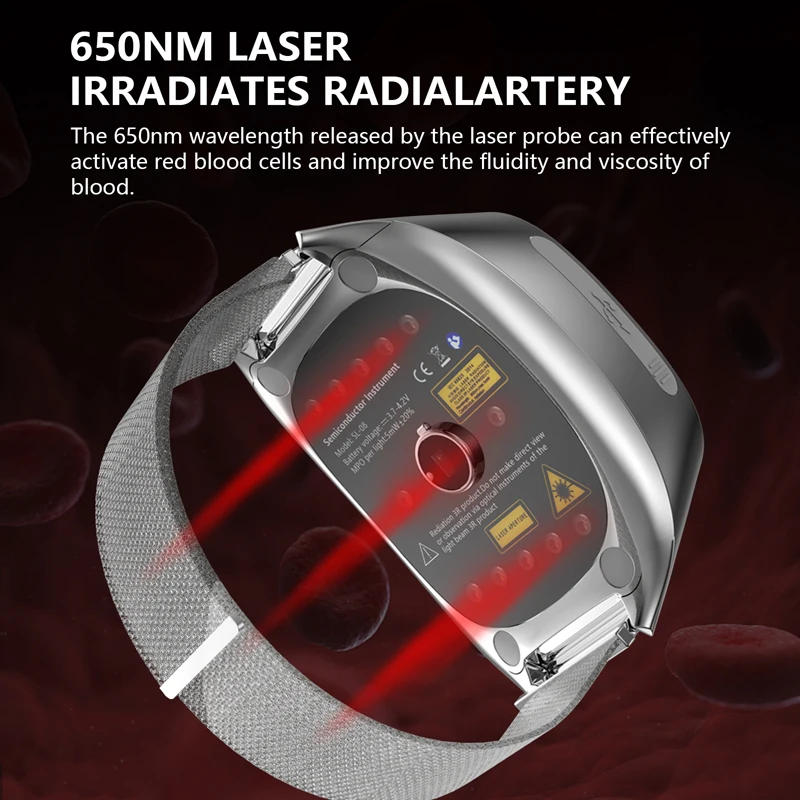 Description Picture 3 of itemKTS 650nm Laser Wrist for Diabetes Hypertension Sinusitis Heart Rate 12 Holes Semiconductor Laser Instrument Home Physiotherapy