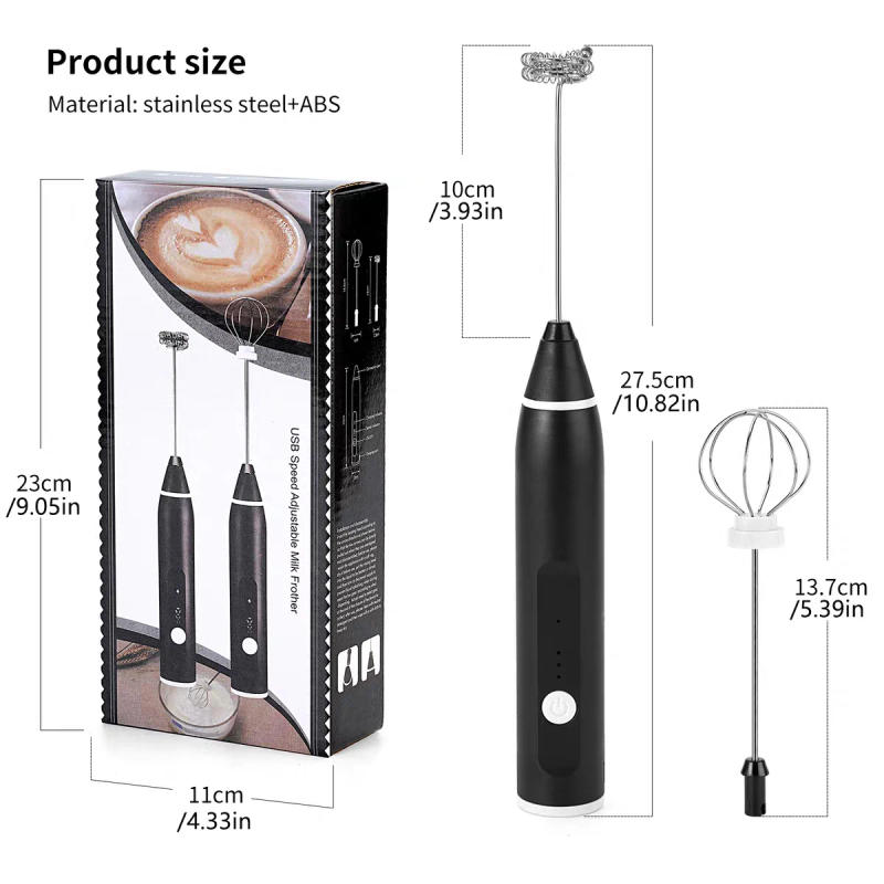 Description Picture 3 of item2-in-1 Kitchen Powerful Milk Frother Whisk Milk Frother Handheld Stainless Steel Rechargeable Drink Mixer For Coffee