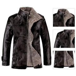 Fashionable Men Jacket Lapel Leisure Long Winter Coat  Warm Winter Jacket for Home