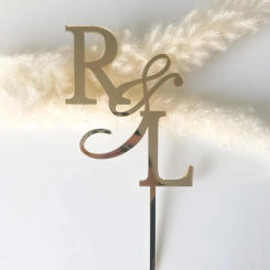 Personalized Wedding acrylic cake topper with initials, Custom Couple Names Birthday Anniversary Engagement Party Decor