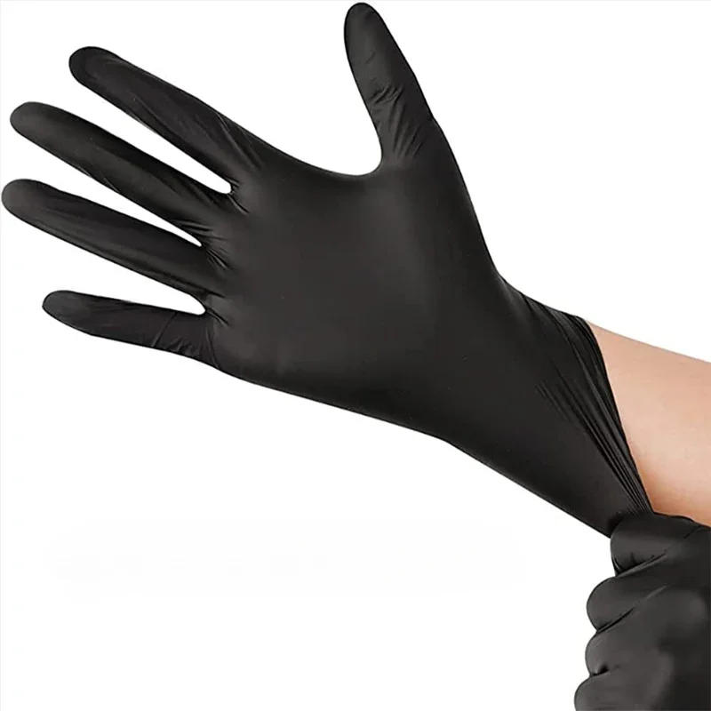 Description Picture 4 of item100PCS Black Nitrile Gloves Thickened Disposable Gloves for Cleaning Hairdressing  Waterproof Dishwashing Tattoo Gloves