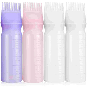 4 Pcs Root Comb Applicator Bottles for Hair Dye Hair Care Applicator Brush Bottles with Graduated Scale Oil Hairdressing