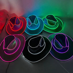 Rave Glowing Light Up Bar Cowboy Hat LED Luminous Bride Cowgirl Cap NightClub Bachelor Party Props Neon Hat Festival Supplies