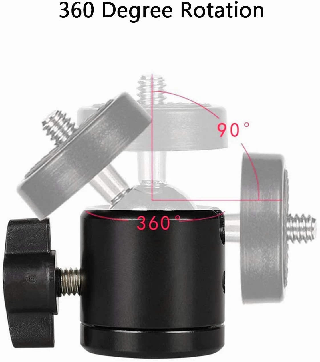 Description Picture 5 of item1/4" Metal Ball Head Screw Tripod Mount 360 Rotating Mount Base Adapter for DSLR Camera Tripod Monopod Camcorder Light Stand
