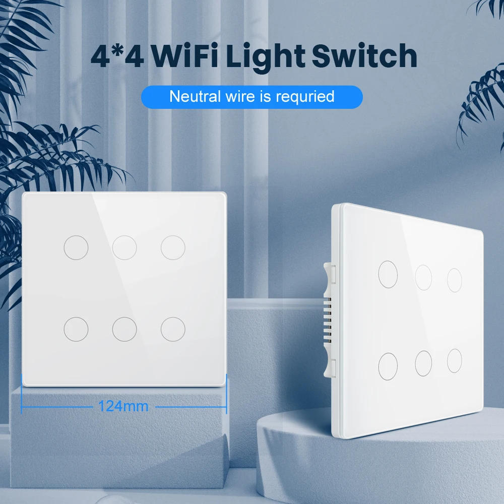 Description Picture 5 of item4x4 Brazil Tuya WiFi Smart Switch,AC 110-220V Touch Panel 4/6/8 Gang Light Switch,APP Control work with Alexa,Google Home