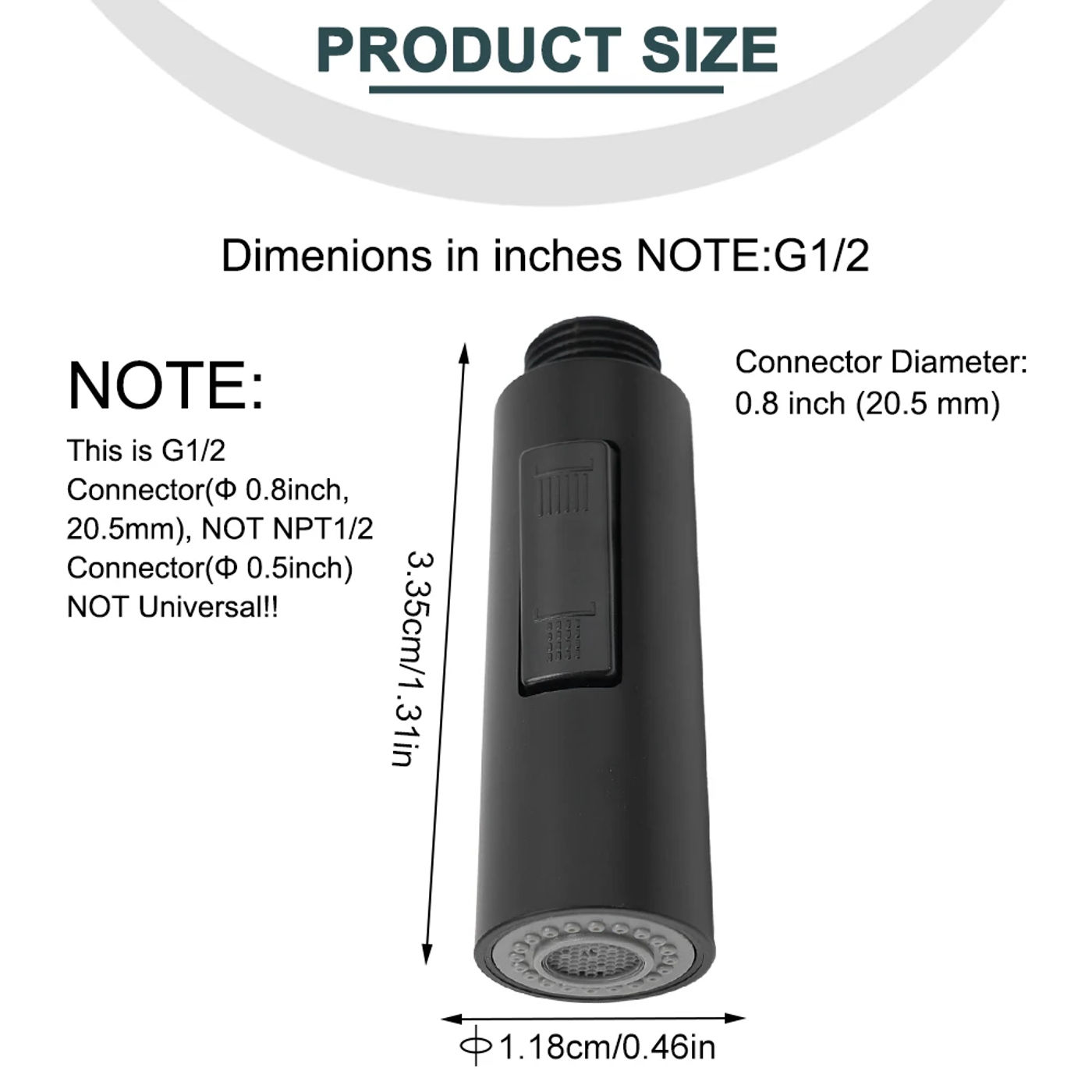 Description Picture 6 of itemG1/2'' ABS Pull Out Spray Shower Head Sink Mixer Kitchen Spare Replacement Tap Sprayer Black Faucet Nozzle