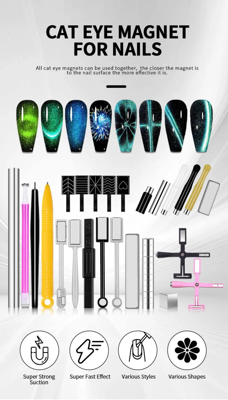Description Picture 2 of itemNail Art Magnetic Stick Wand Pen Set for 3D Cat Eye Gel Painting Nails Art Magnet Wand UV Gel Polish Magic Manicure Tools