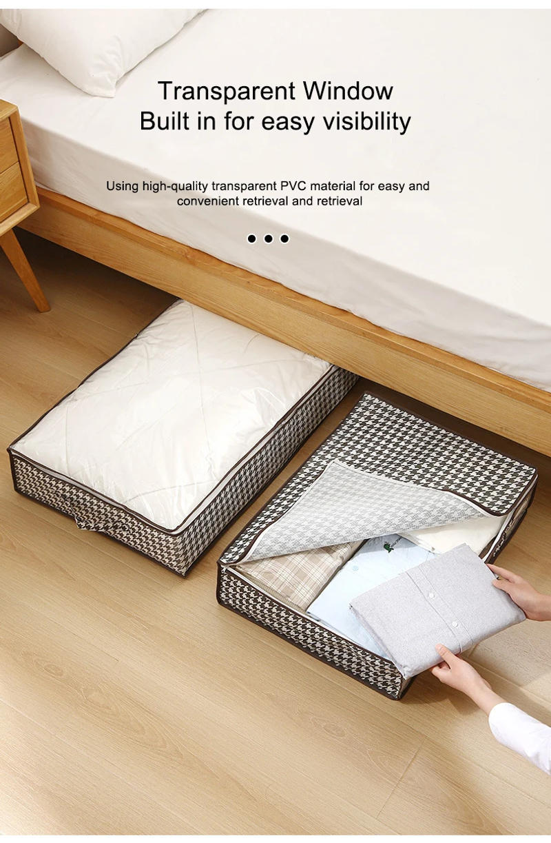 Description Picture 5 of item1pc Houndstooth Quilt Clothes Storage Bag Big Capacity Foldable Dustproof Toys Bags Moisture Dust Proof Proof Organizer