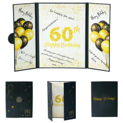 Black Gold 60th Birthday Party Decorations,   Signature Guest Book for Cheers to 60 Years Old Gifts 60 Birthday Signing card