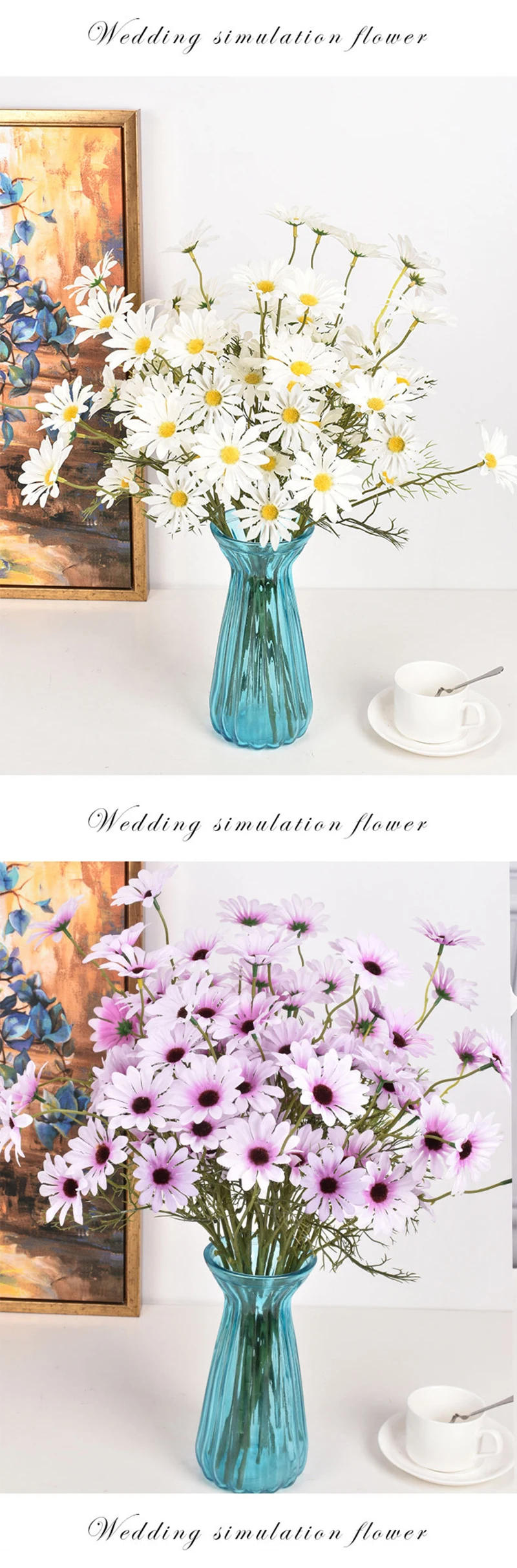 Description Picture 6 of item3/5/10Pcs Artificial White Daisy Flower Bouquet DIY Vase Home Garden Living Room Decoration Wedding Party Silk Fake Flowers