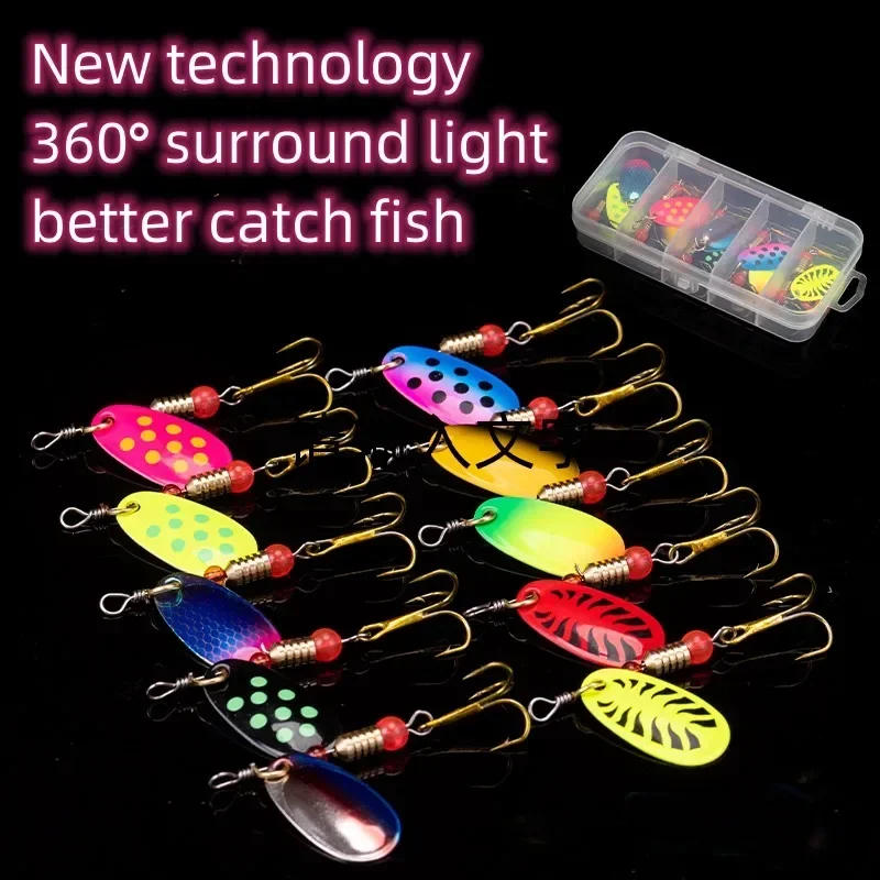 Description Picture 3 of item10PCS Fishing Lure Metal Spoon Spinner Spoonbait Crankbaits Fishing Wobblers Pike Crochet Kit Artificial Bait with Tackle Boxes