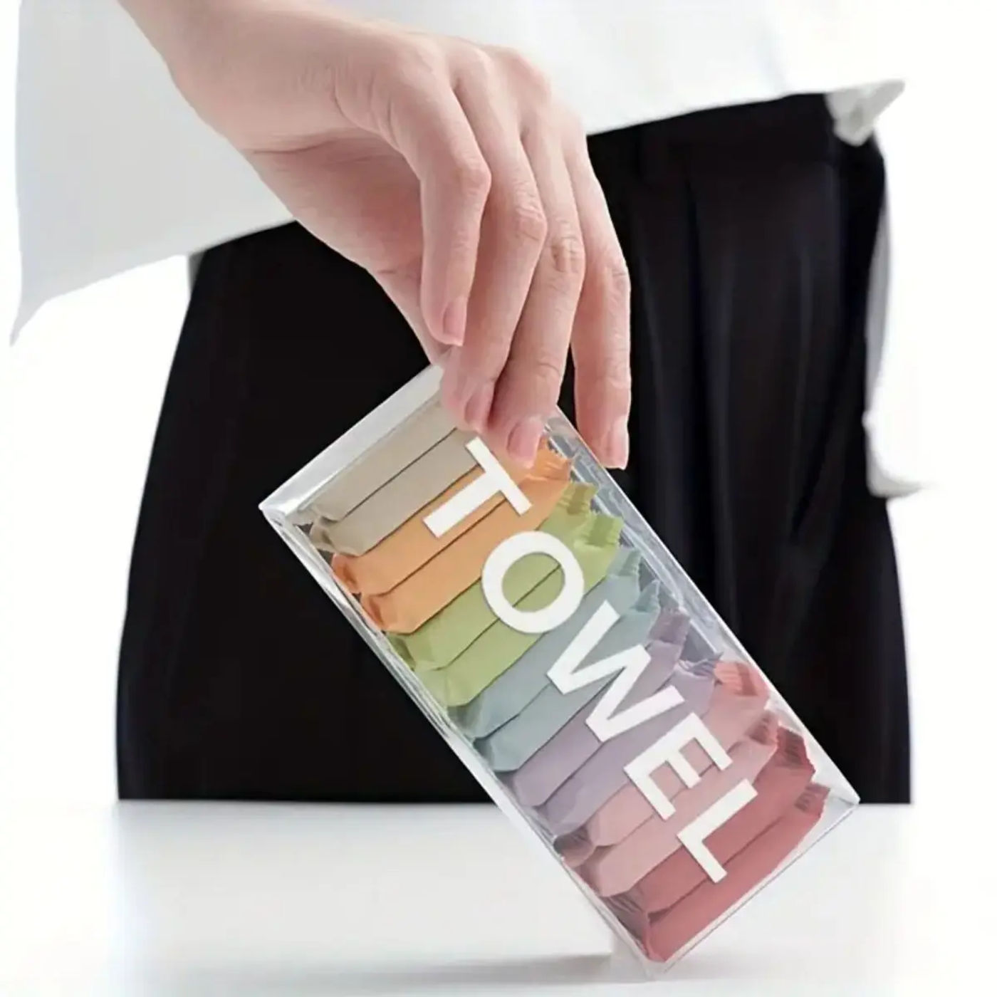 Description Picture 6 of item14pcs/set Compressed Disposable Travel Washcloths - Soft, Thickened, Dual-Use Cotton Facial Cleansing Towels for Wet and Dry Ski