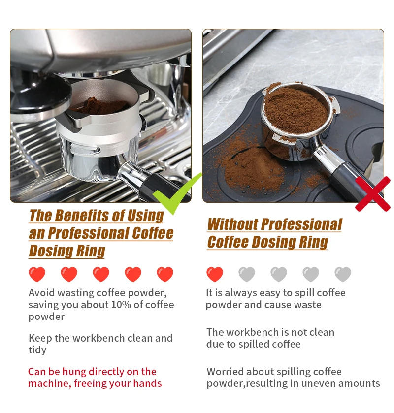 Description Picture 5 of itemCoffee Dosing Ring 54mm For Breville 8 Series Espresso Portafilter Dosing Funnel Aluminum Rotatable Loop Barista Accessories