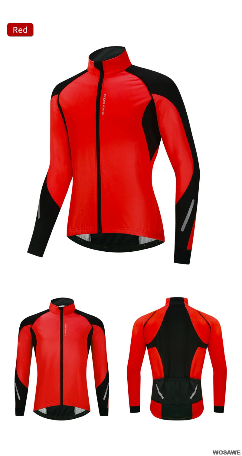 Description Picture 5 of itemWOSAWE Men Winter Cycling Jackets Thermal MTB Bicycle Running Jacket Windproof Breathable Reflective Softshell Windbreaker