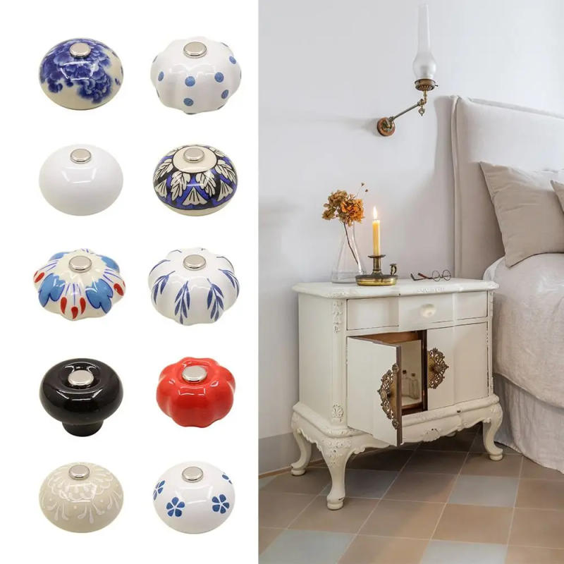 Description Picture 2 of itemFashion Drawer Wardrobe Cabinet Door Pull Pastoral Pumpkin Ceramic Handle Single Hole with Screw Furniture Knob
