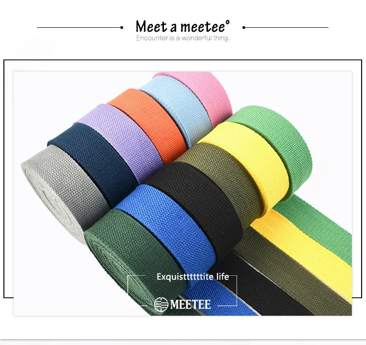 Description Picture 2 of item5Meters 20-50mm Cotton Webbings 1.5mm Thick High Tenacity Backpack Strap Webbing Label Ribbon Clothes Sewing Tape Bias Binding