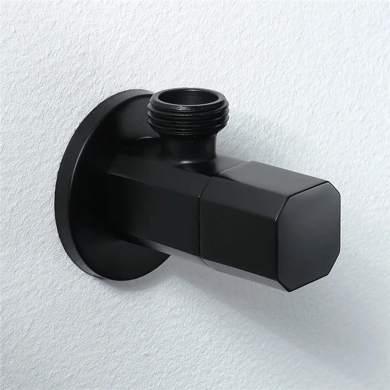 Description Picture 2 of itemBlack Octagon Design Switch Brass Filling Valves One Input One Output Stop Valve Bathroom Washing Basin Toilet Bowl Accessories