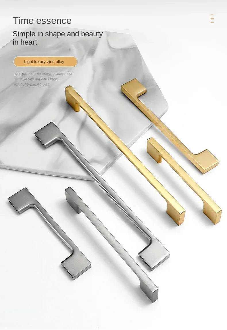 Description Picture 2 of itemZinc Alloy Solid Handles Kitchen Cabinet Gold Knobs Wardrobe Door Drawer Shajin Pulls Furniture Cabinet Handles