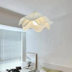 Minimalist Cream Style Fabric Led Pendant Lights Living Room Bedroom Home Decor Suspen Chandelier Balcony Hanging Lamp Fixture