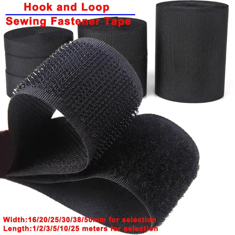 Description Picture 2 of item1-25Meters Sew On Hook and Loop Tape Fastening Nylon Fabric Tape Non-Adhesive Fastener Strips Interlocking Tape 16/20/25/30/50mm