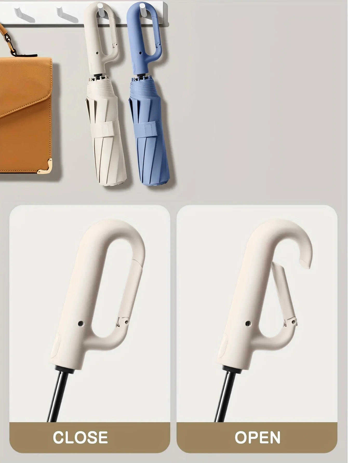 Description Picture 4 of item30 Bones Windproof Strong 105CM  Automatic Folding Umbrella for , Large Buckle Handle Wind and Water Resistant
