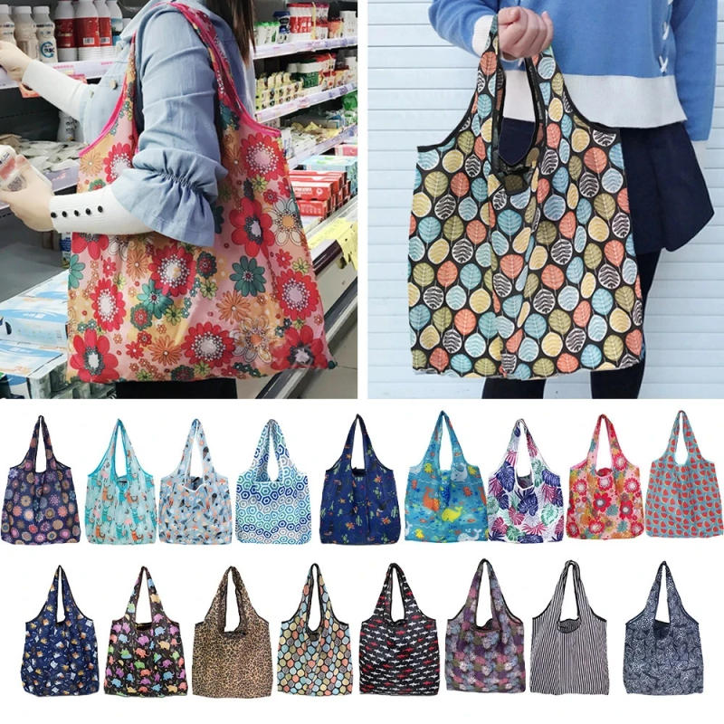 Description Picture 3 of itemFoldable Shopping Bag Reusable Travel Grocery Bag Eco-Friendly Beach Toy Storage Bags Lemon Printing Tote Pouch Bag Package