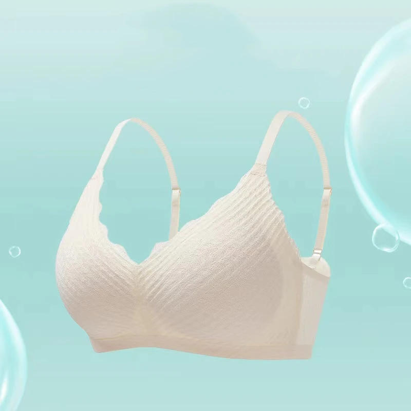 Description Picture 6 of itemNew Top Lace Seamless Women's Underwear Small Chest Gathered Non-slip No Steel Ring Sexy Sling Beautiful Back Bra Thin Section