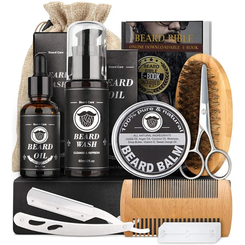 Description Picture 2 of itemBeard Growth Kit Beard Hair Enhancer Growth Thickening Activator Serum beard oil, beard balm, bamboo brush comb Beard care kit