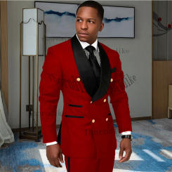 Thorndike 2022 Mens Slim Fit Suit Double Breasted Groom Tailor-made Wedding Suit Shawl Lapel Formal Jacket+Pant