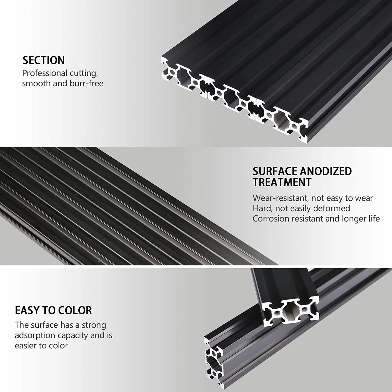 Description Picture 3 of item2Pcs 2040 V-Slot Aluminum Extrusion Profiles 550-1500mm EU Standard Aluminum Linear Rail Guide for CNC Router Machine 3D Printer