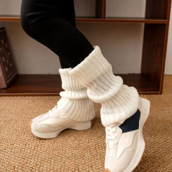Y2K Solid Knitted Leg Warmer Japanese Warm Socks Kids Stacked Leggings JK Spicy Girl Ballet Socks Lolita Stockings Autumn Winter